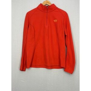 The North Face 1/4 Zip Fleece Pullover Jacket Womens Orange Embroidered Logo XL